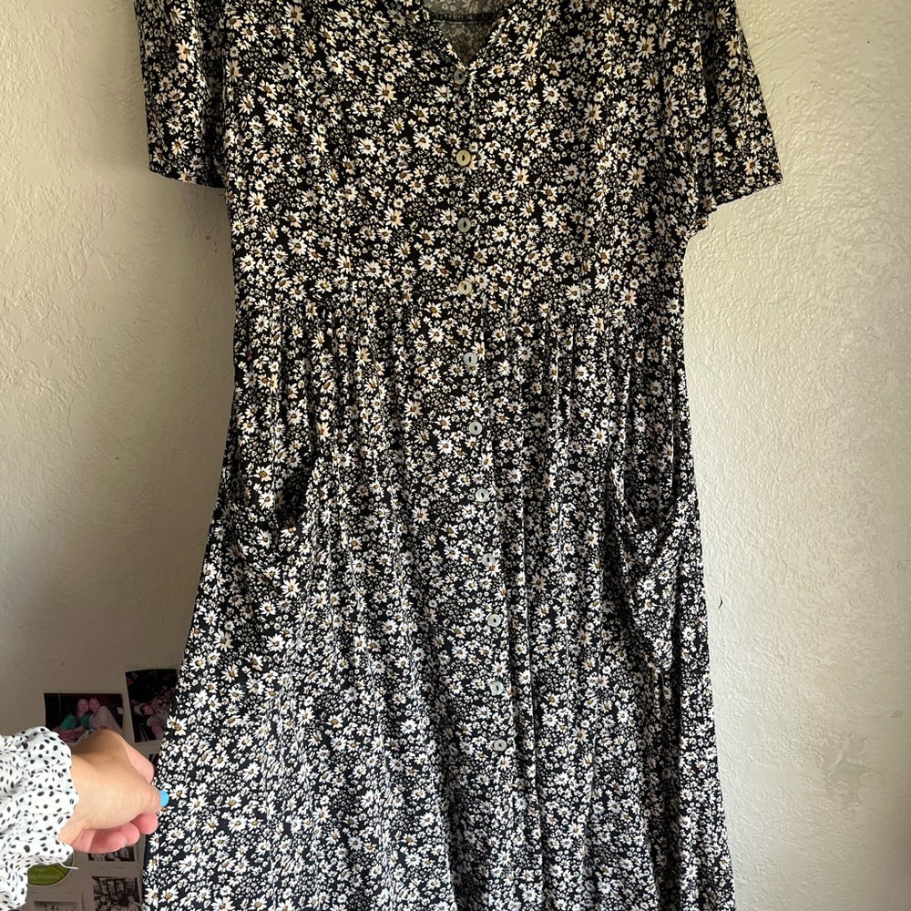 Floral Black and White Dress